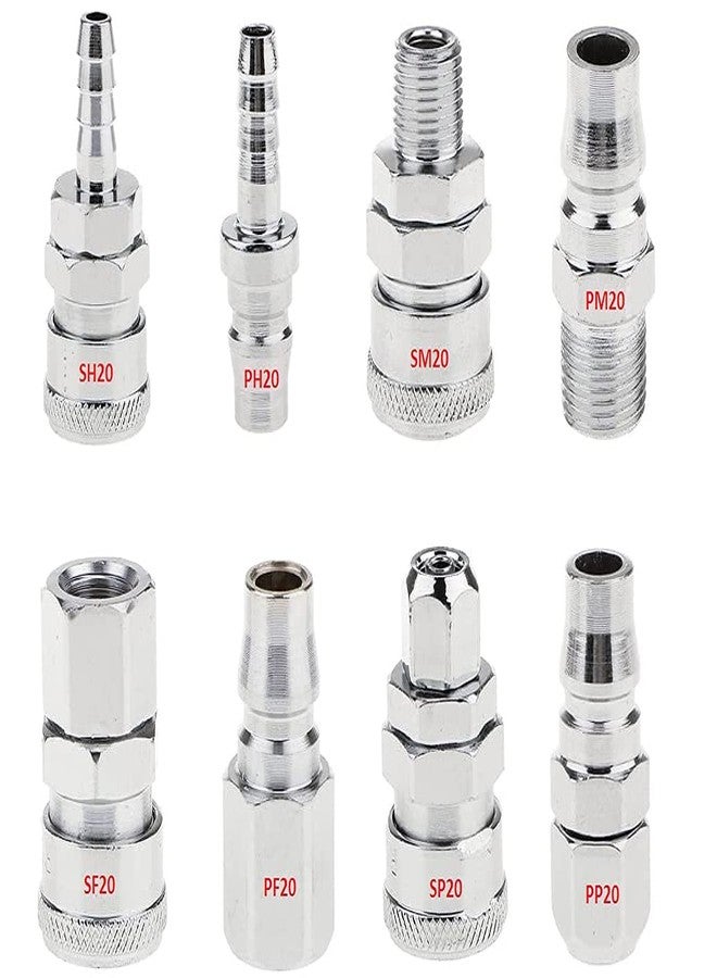 MINSALES وصلات سريعة الفك لخرطوم خط الهواء المضغوط MINSALES® QRC SP20+PP20 1/4 بوصة BSP (مجموعة من 5 قطع) - Image 3